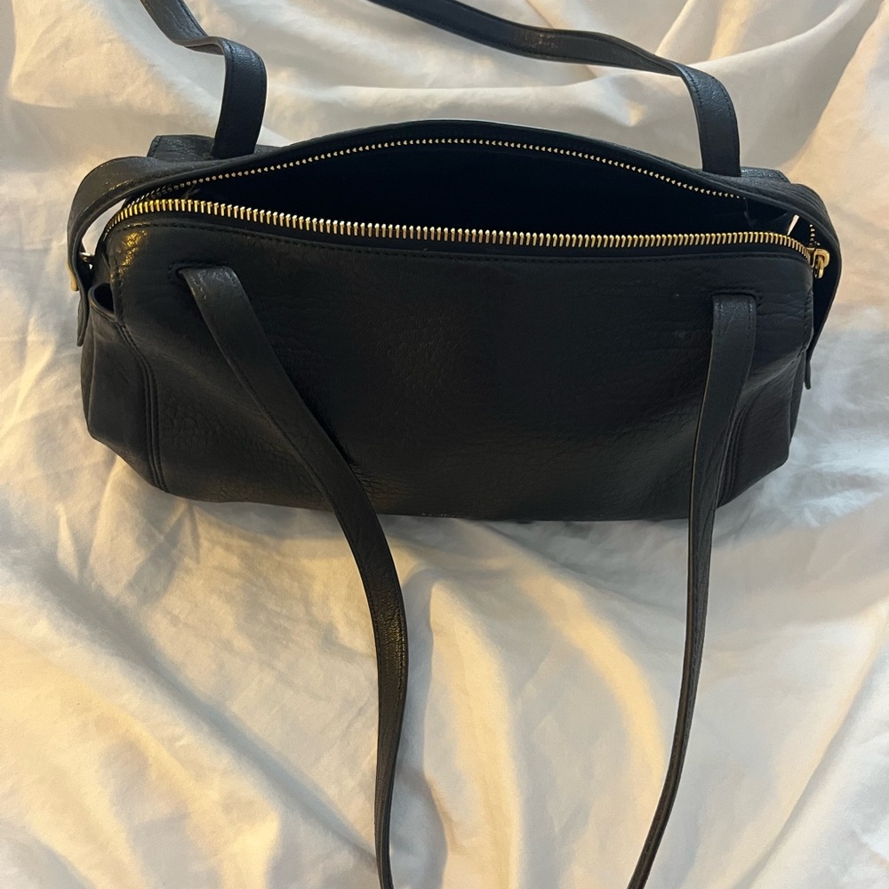 Classic Black Leather Shoulder Bag